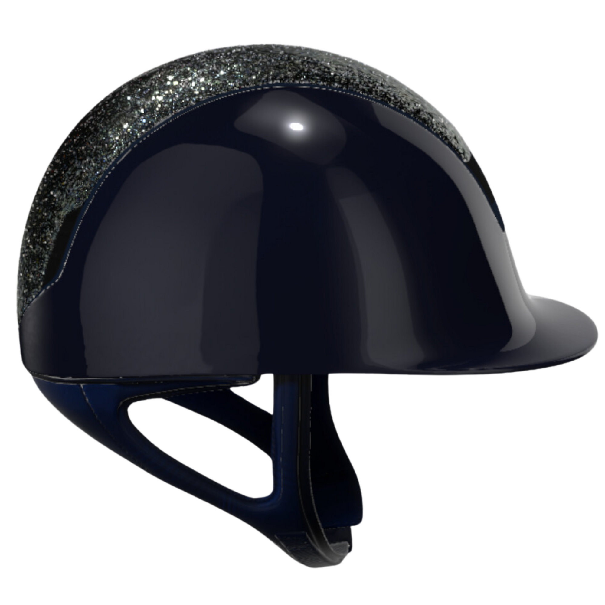 Samshield 2.0 Shadowglossy Helmet - Navy Swarovski Ocean Depth Top, Crystal Fabric Blazon