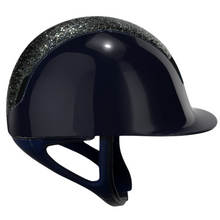 Load image into Gallery viewer, Samshield 2.0 Shadowglossy Helmet - Navy Swarovski Ocean Depth Top, Crystal Fabric Blazon
