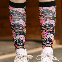 Load image into Gallery viewer, Dreamers &amp; Schemers Boot Socks - Pony Mac Black Floral Horse
