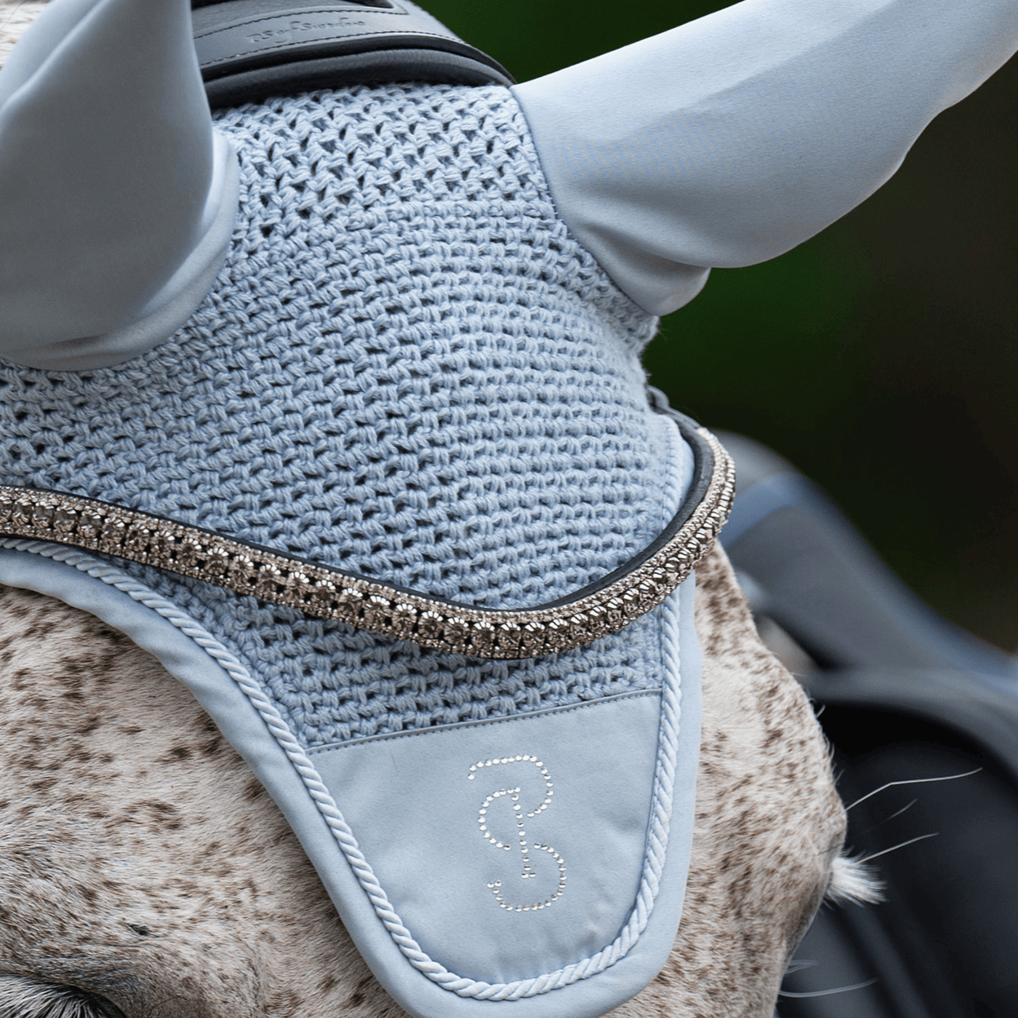 PS of Sweden Crystal Satin Ear Bonnet - Blue Whisper