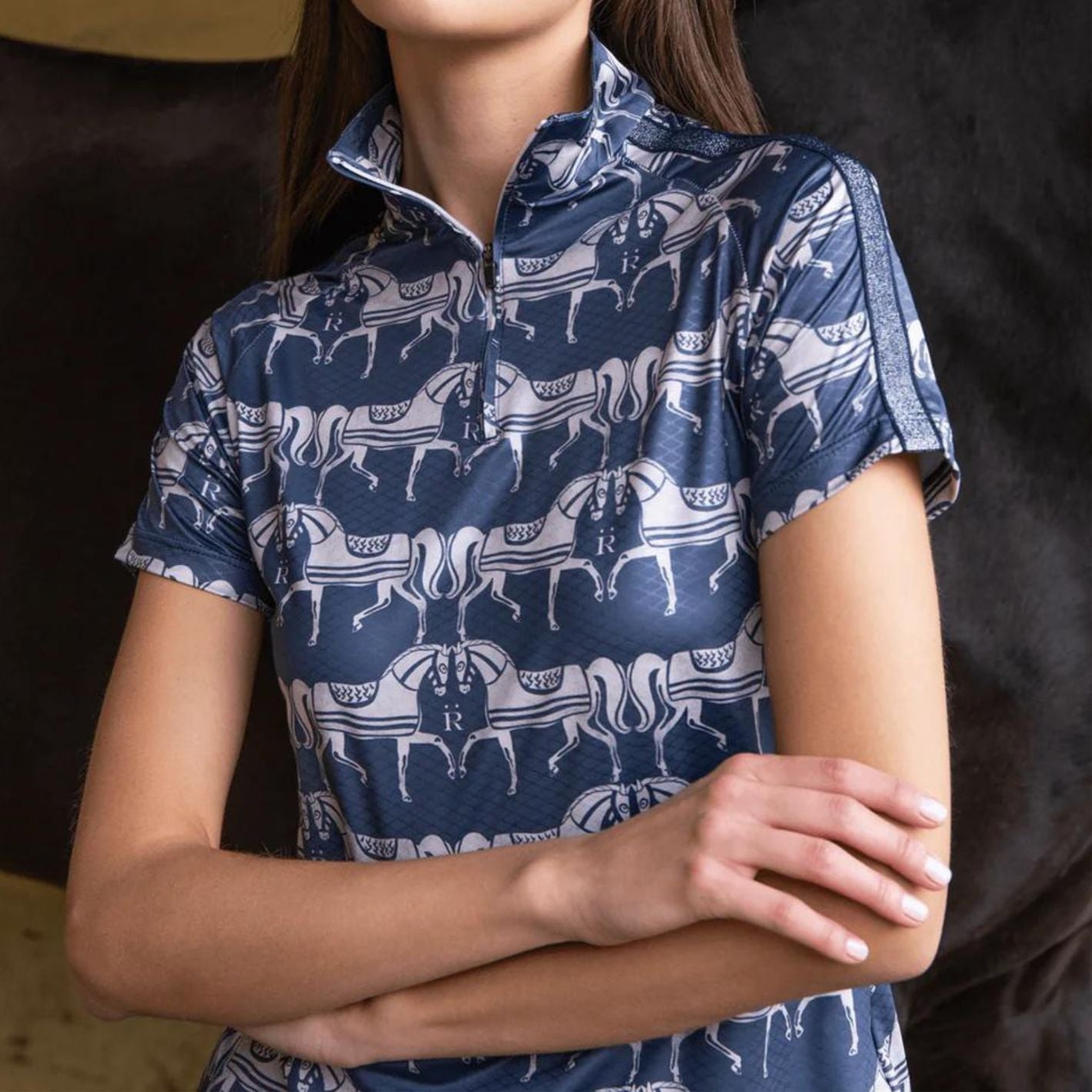 Ronner Plume Short Sleeve Steed Print - Shadow Blue