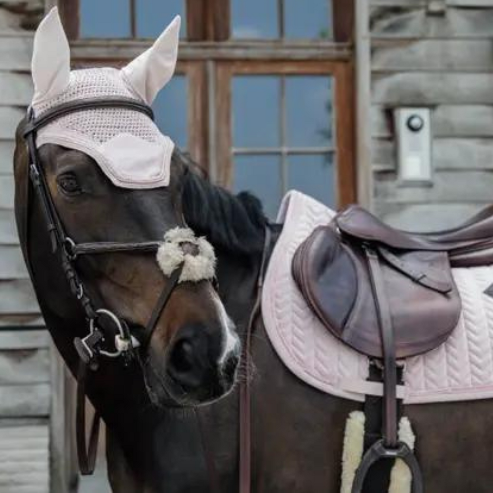 Kentucky Velvet Ear Pearl Bonnet - Soft Rose