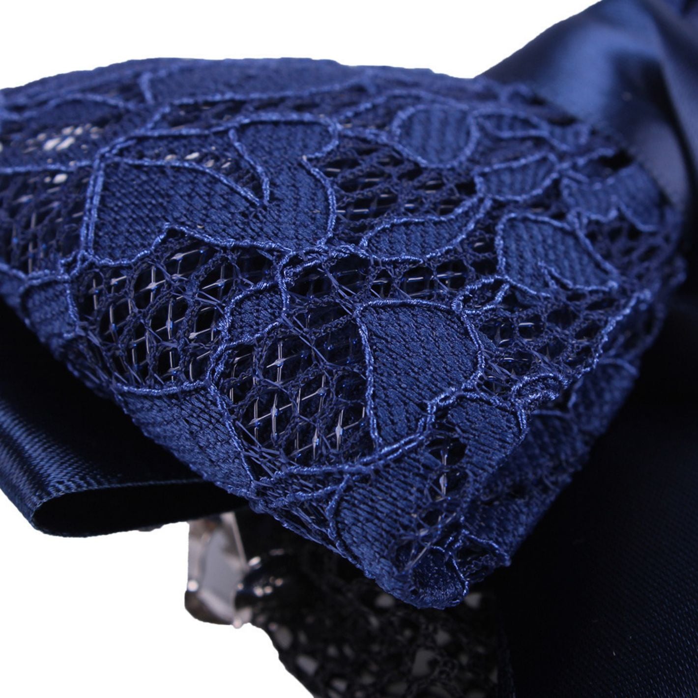 QHP Lace Hair Bow - Navy