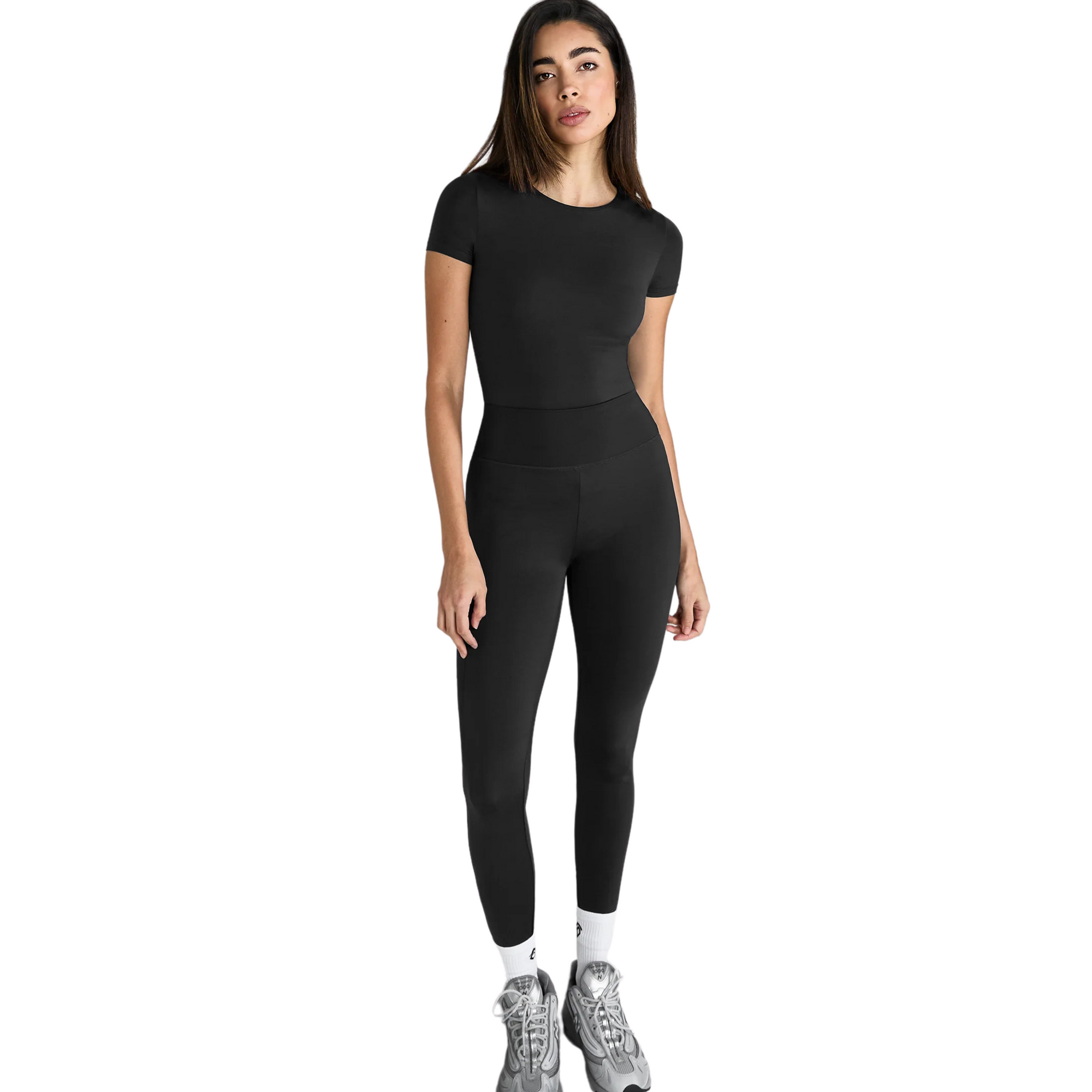 Aztec Diamond Short Sleeve Sculpt Top - Black