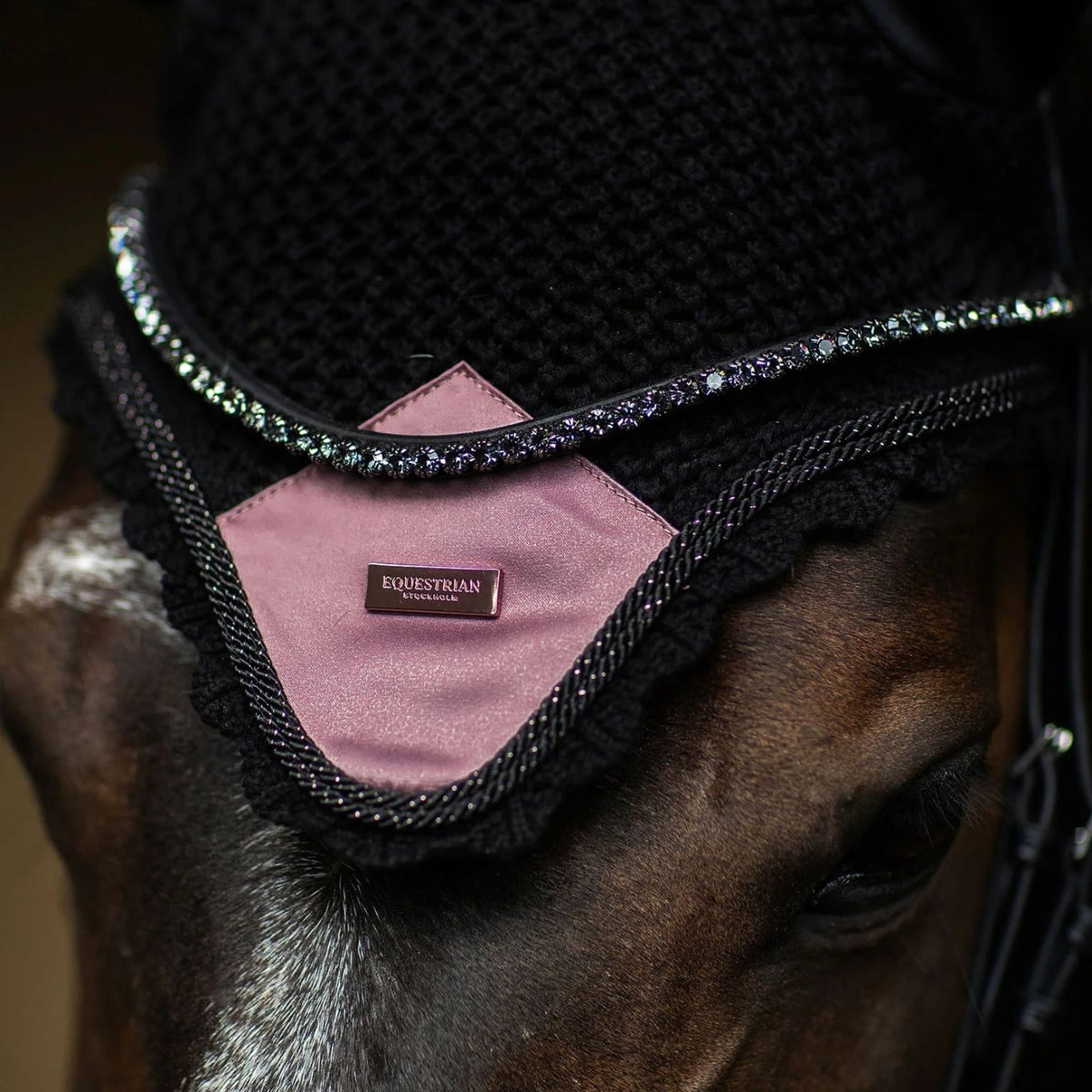 Equestrian Stockholm Ear Bonnet - Black Blush