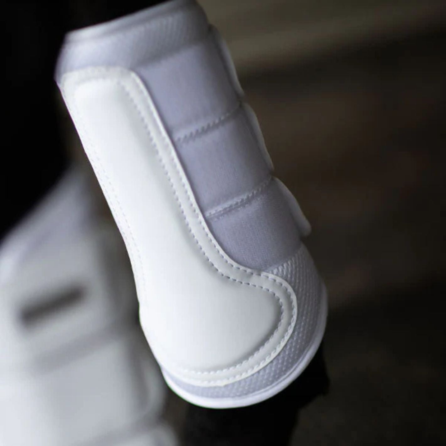 Equestrian Stockholm Mesh Brushing Boots - White Silver