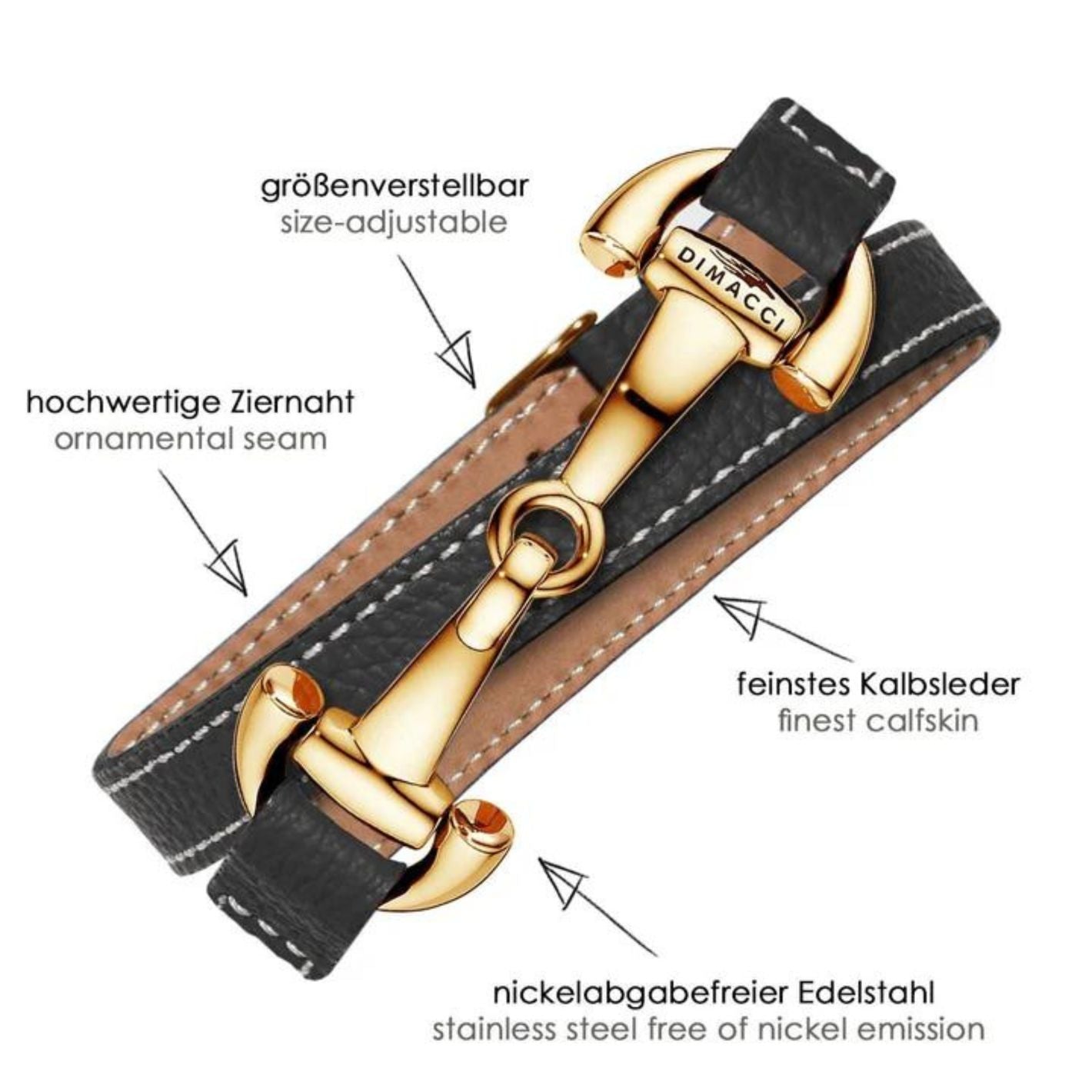 Dimacci Alba Double Wrap Bracelet - Black / Gold