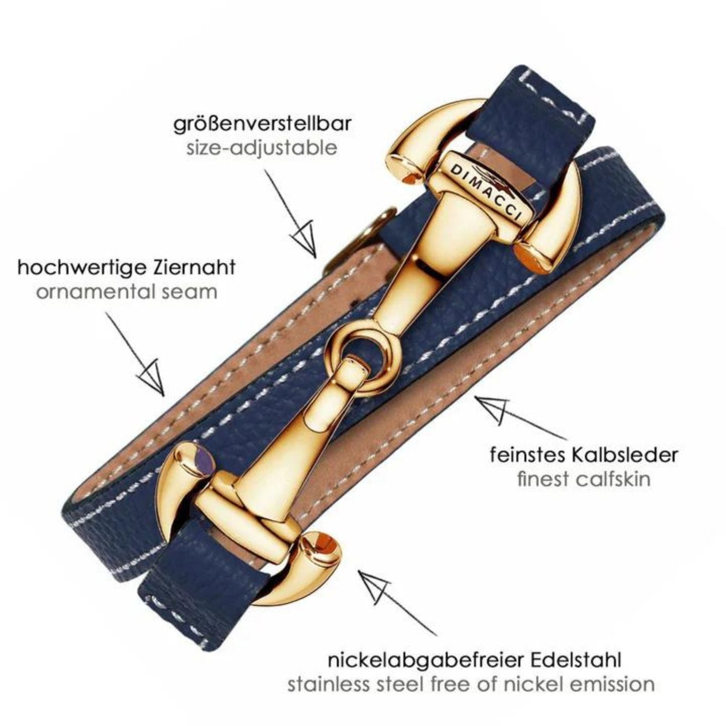 Dimacci Alba Double Wrap Bracelet - Navy / Gold
