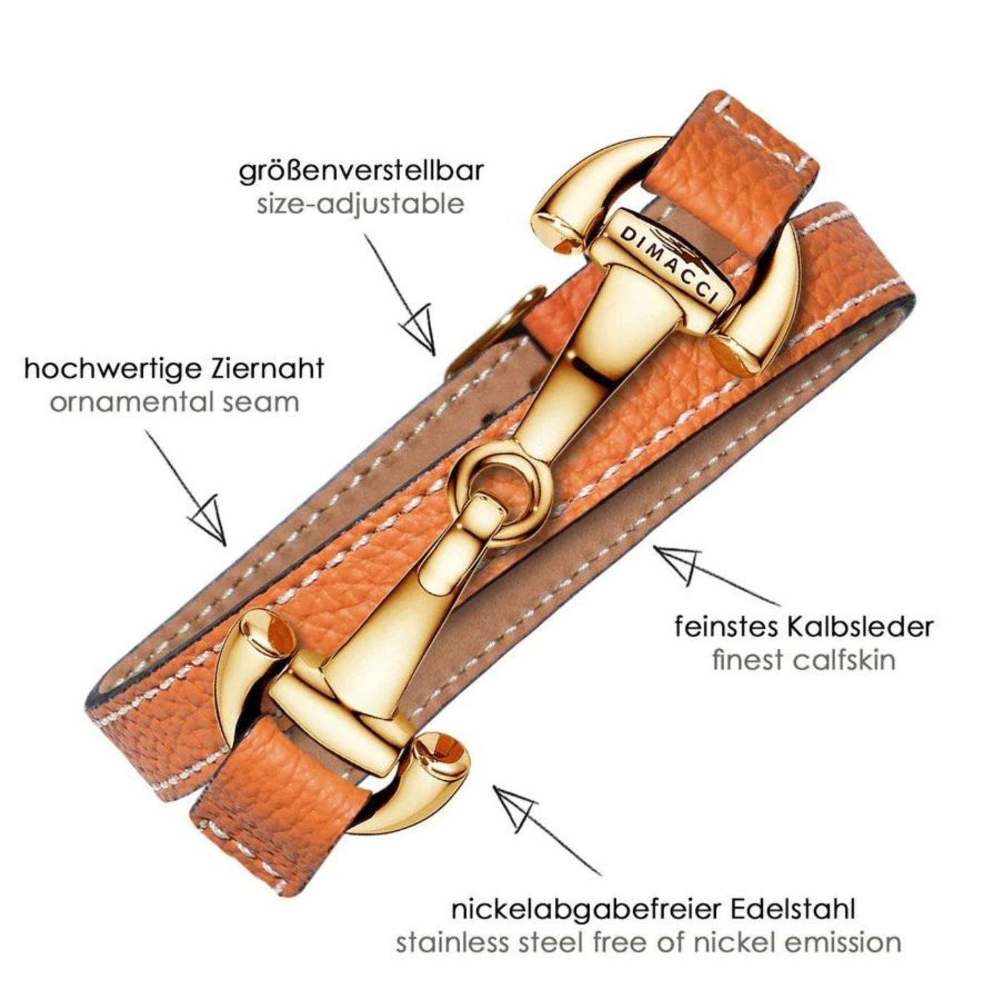 Dimacci Alba Double Wrap Bracelet - Orange / Gold