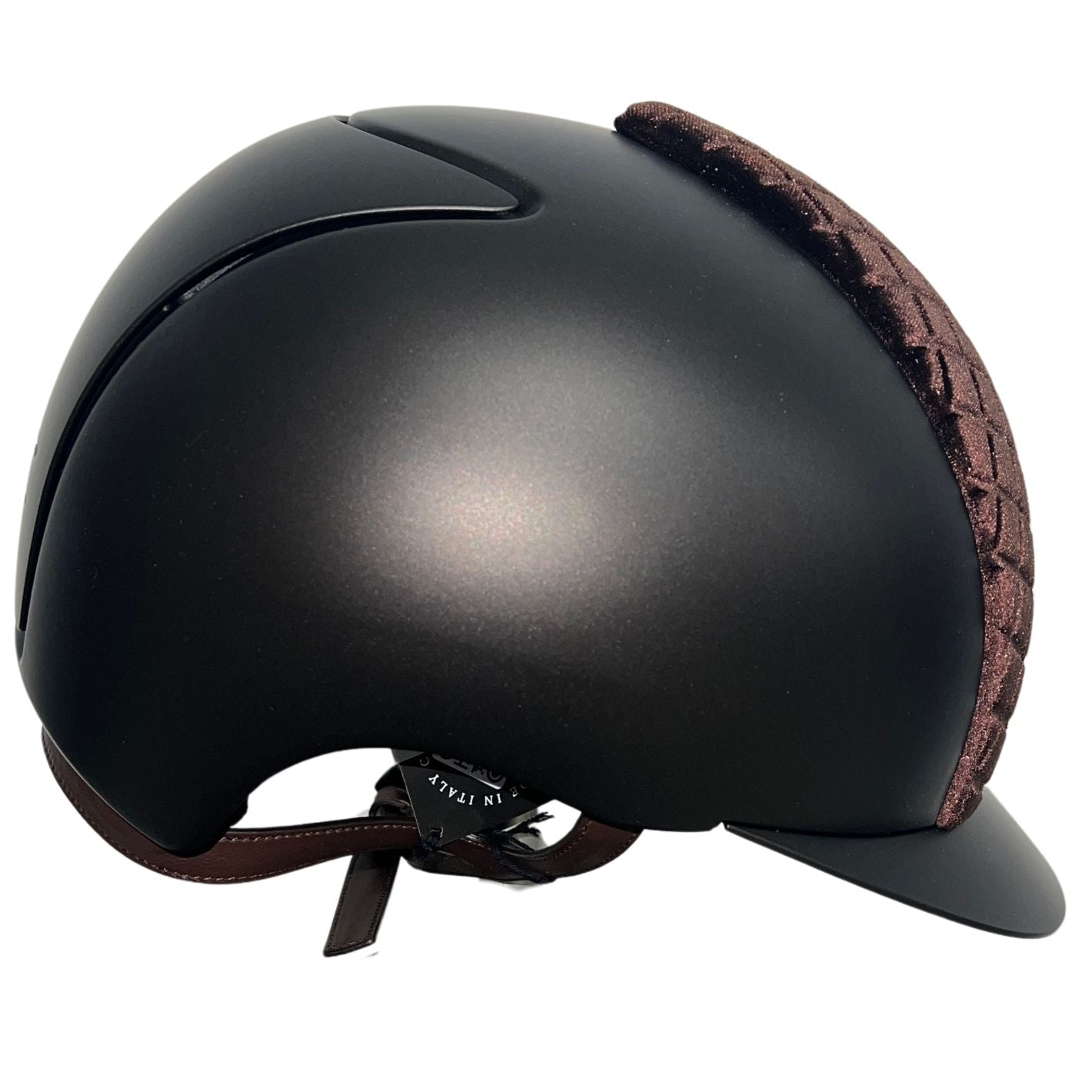 KEP Cromo 2.0 - Brown Glossy, Clear Swarovski Frame, Milano Velvet with Brown Chinstrap