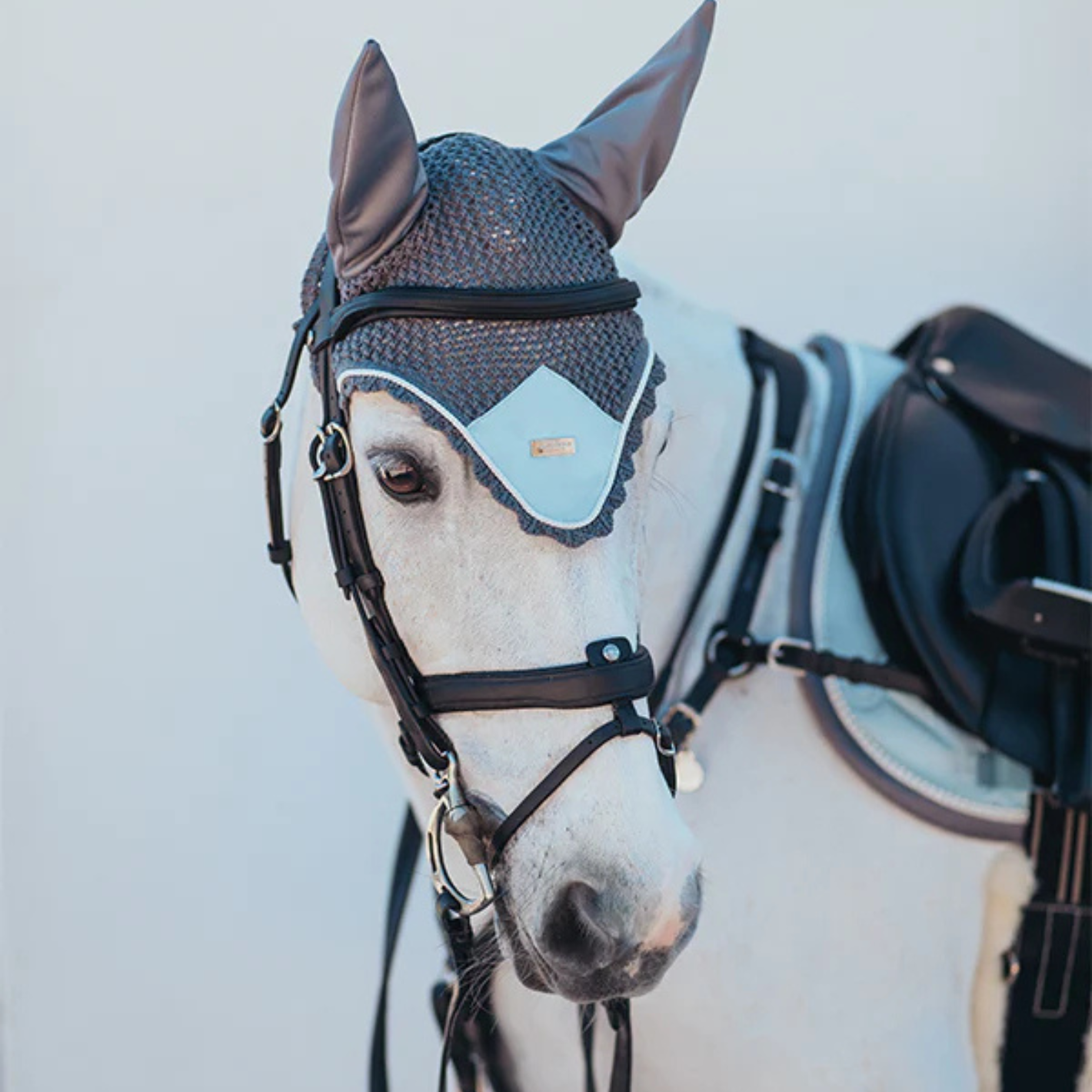 Equestrian Stockholm Ear Bonnet - Ice Blue