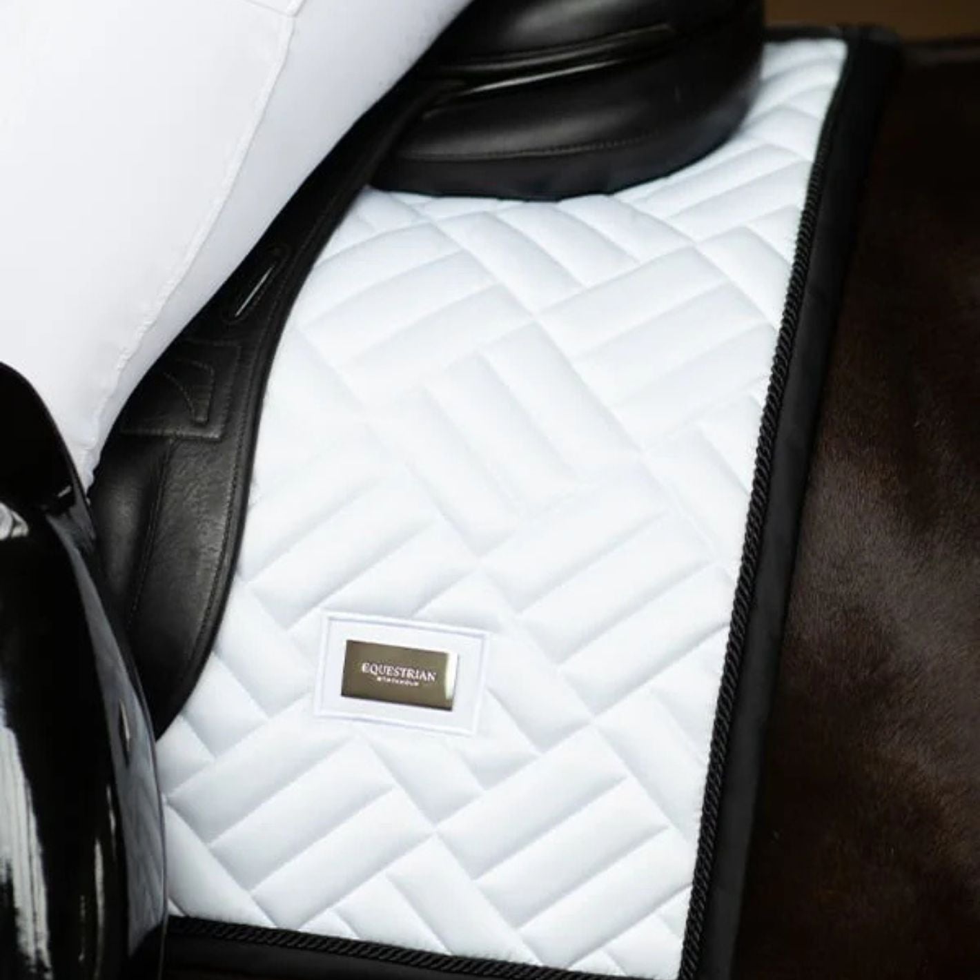 Equestrian Stockholm Dressage Pad - Modern White Black Edition