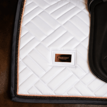 Load image into Gallery viewer, Equestrian Stockholm Dressage Saddle Pad - Modern White Dark Ocean
