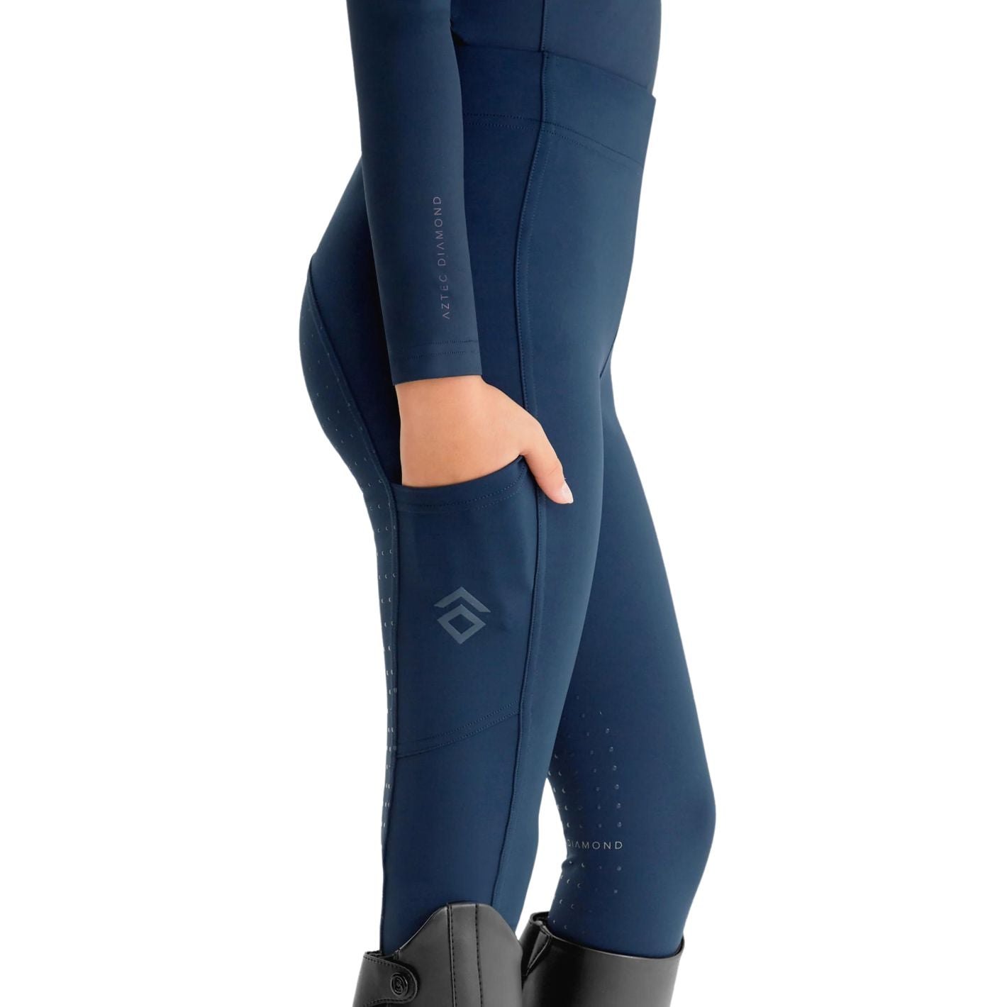 Aztec Diamond Kids Leggings - Navy