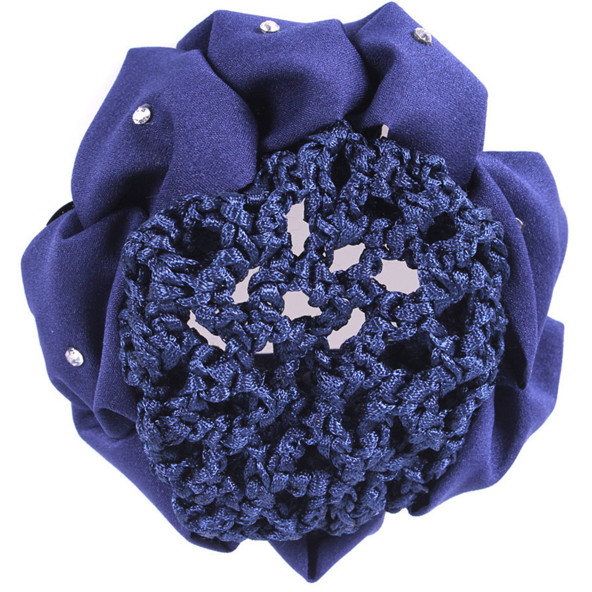 QHP Diamante Scrunchie with Hair Net - Navy
