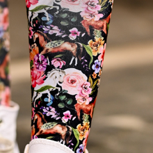 Load image into Gallery viewer, Dreamers &amp; Schemers Boot Socks - Pony Mac Black Floral Horse
