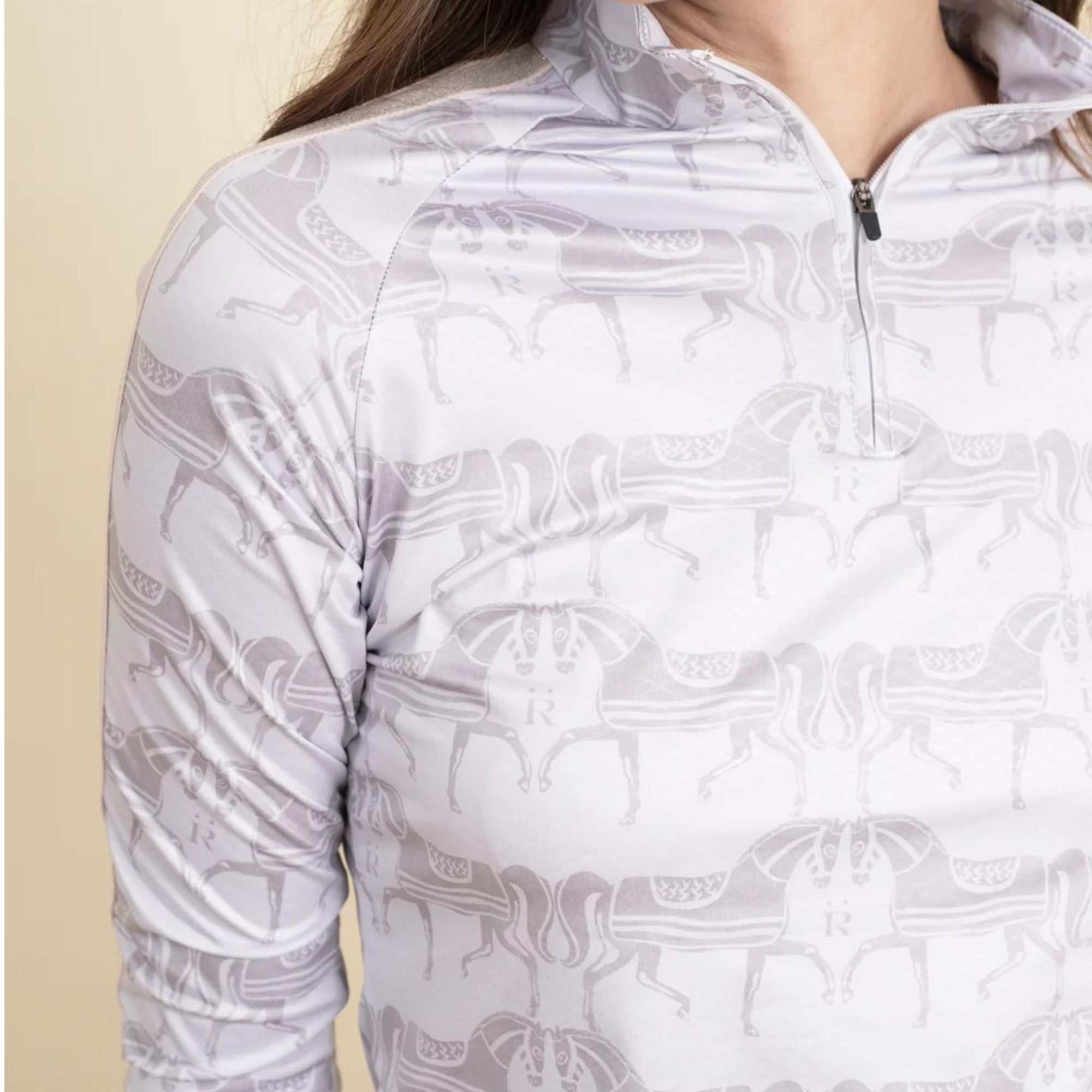 Ronner Plume Long Sleeve Steed Print - Nude