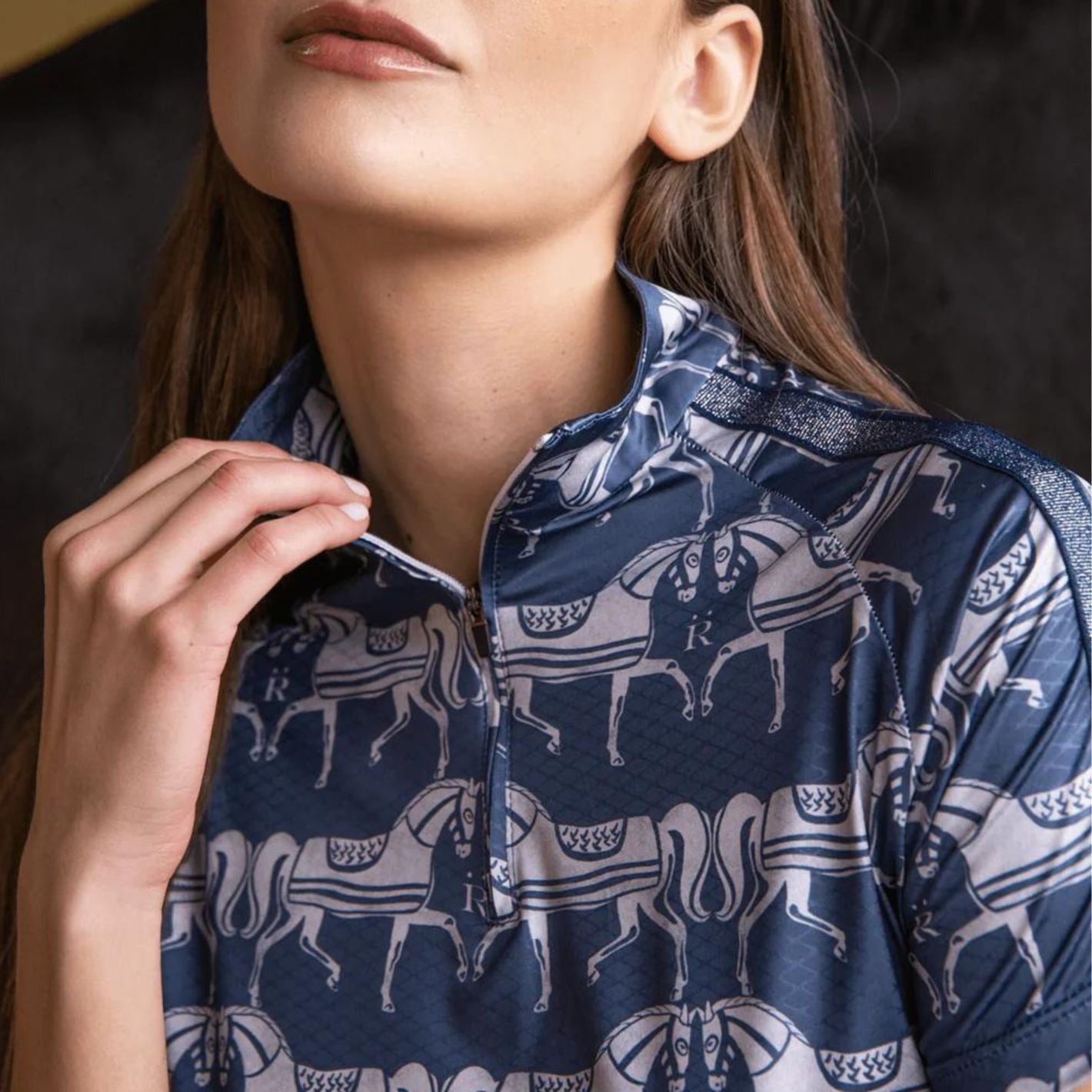 Ronner Plume Short Sleeve Steed Print - Shadow Blue