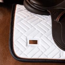 Load image into Gallery viewer, Equestrian Stockholm Jump Saddle Pad - Modern White Dark Ocean
