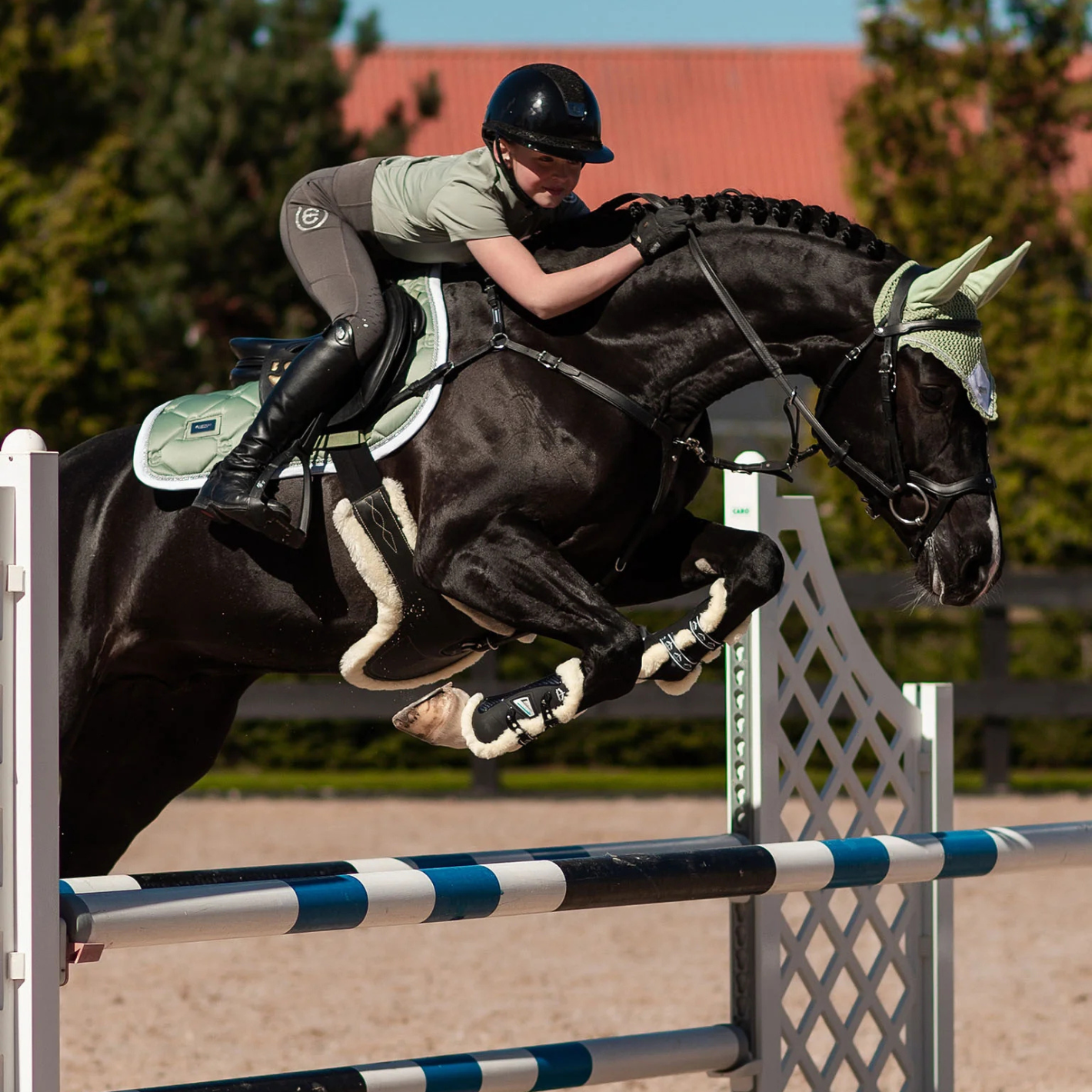Equestrian Stockholm Ear Bonnet - Pistachio White