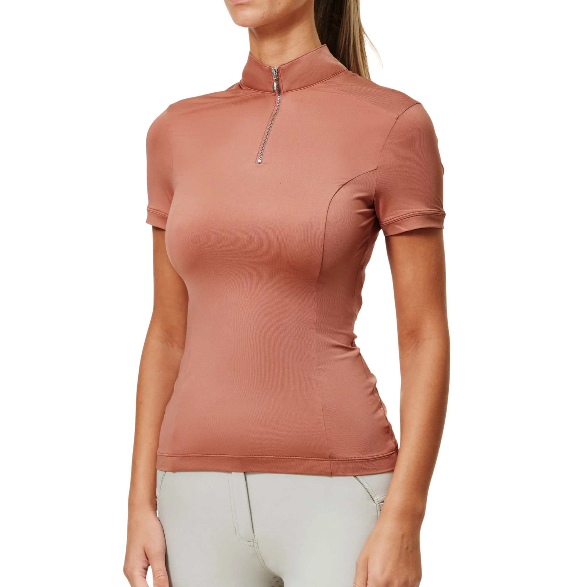 Equestrian Stockholm UV Protection Short Sleeve Top - Coral
