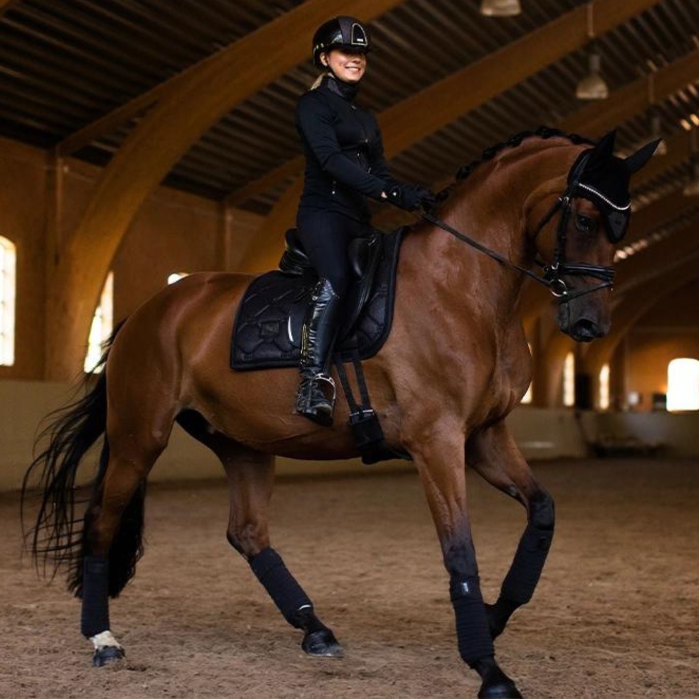 Equestrian Stockholm Dressage Pad - All Black Glimmer