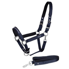 Load image into Gallery viewer, Equestrian Stockholm Headcollar &amp; Leadrope - Navy
