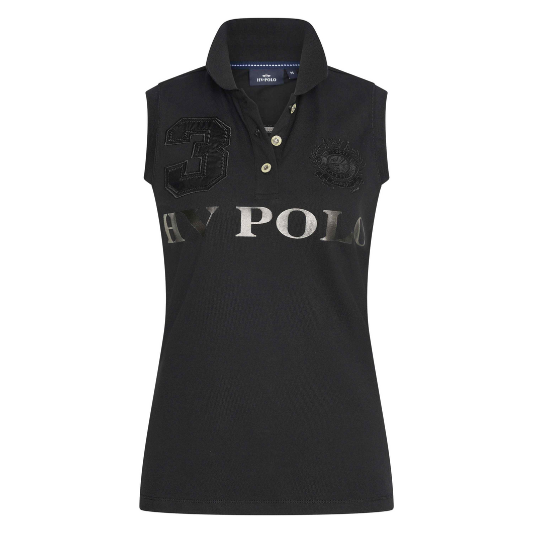 HV Polo Favouritas Sleeveless Polo Shirt - Black Metallic