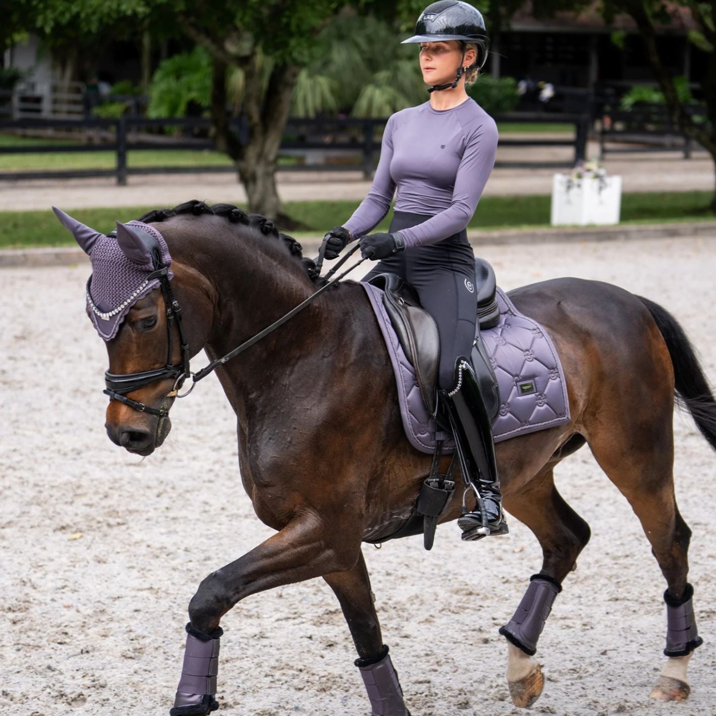 Equestrian Stockholm Ear Bonnet - Dark Violet