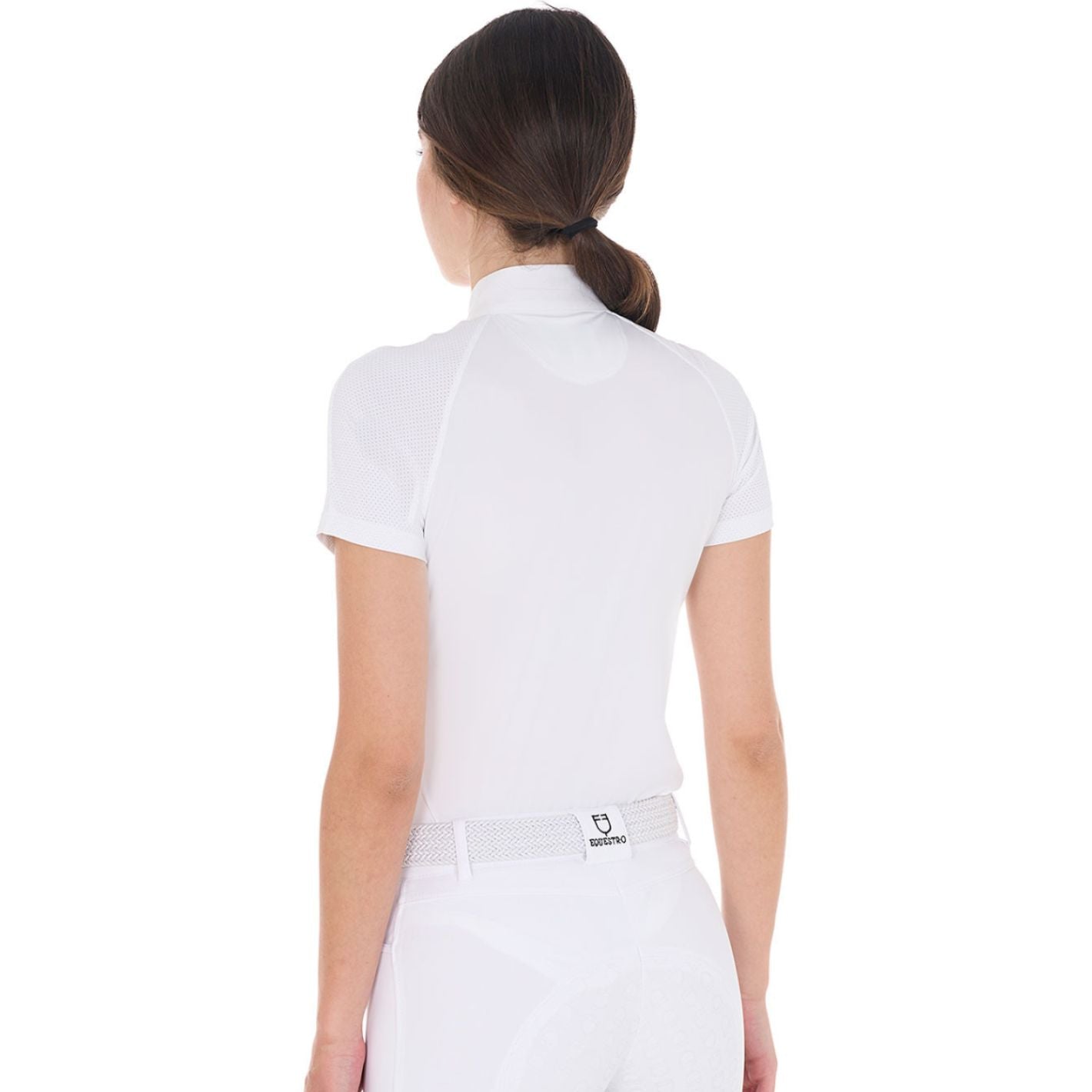 Equestro Slim Fit Stretch Competition Polo Shirt - White