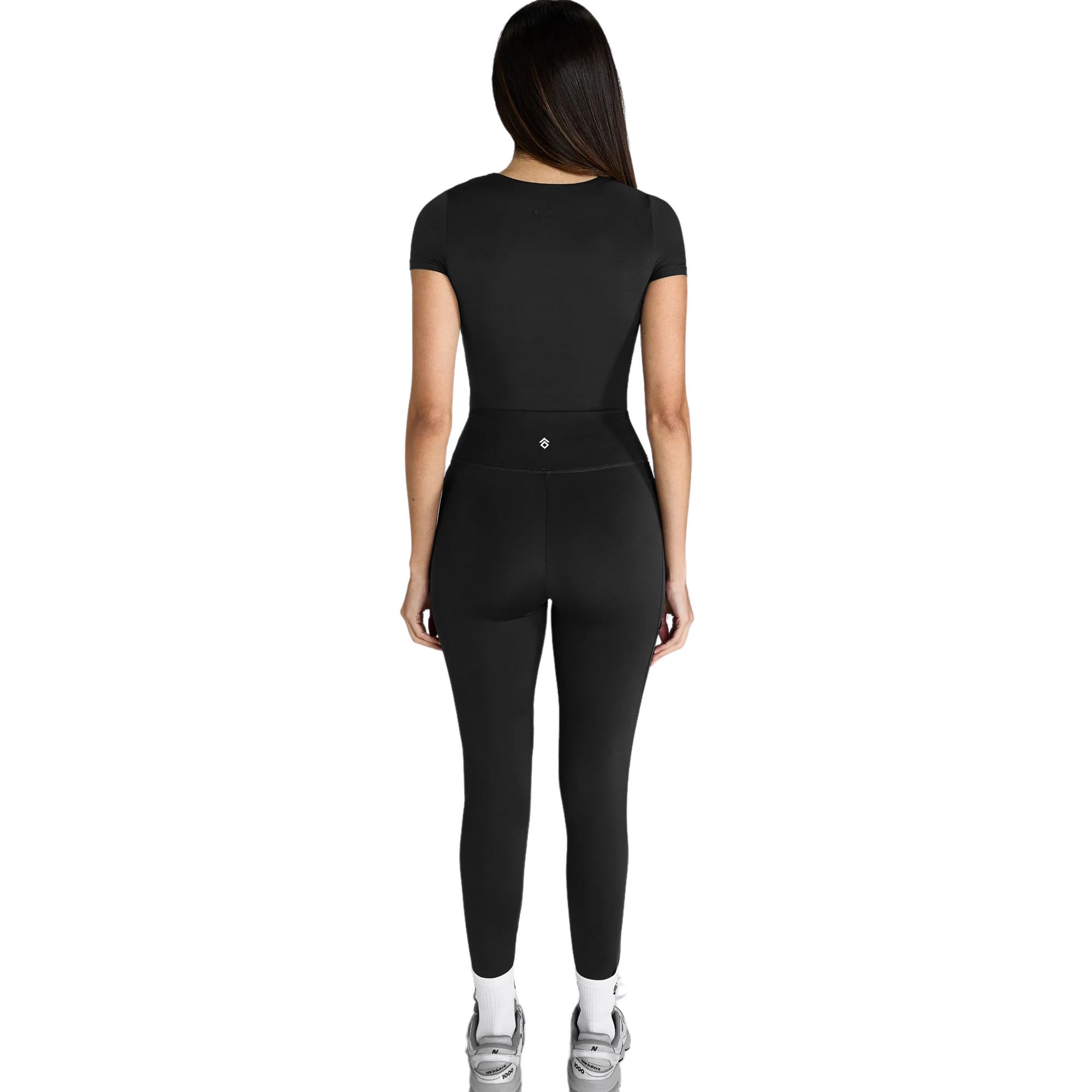 Aztec Diamond Short Sleeve Sculpt Top - Black