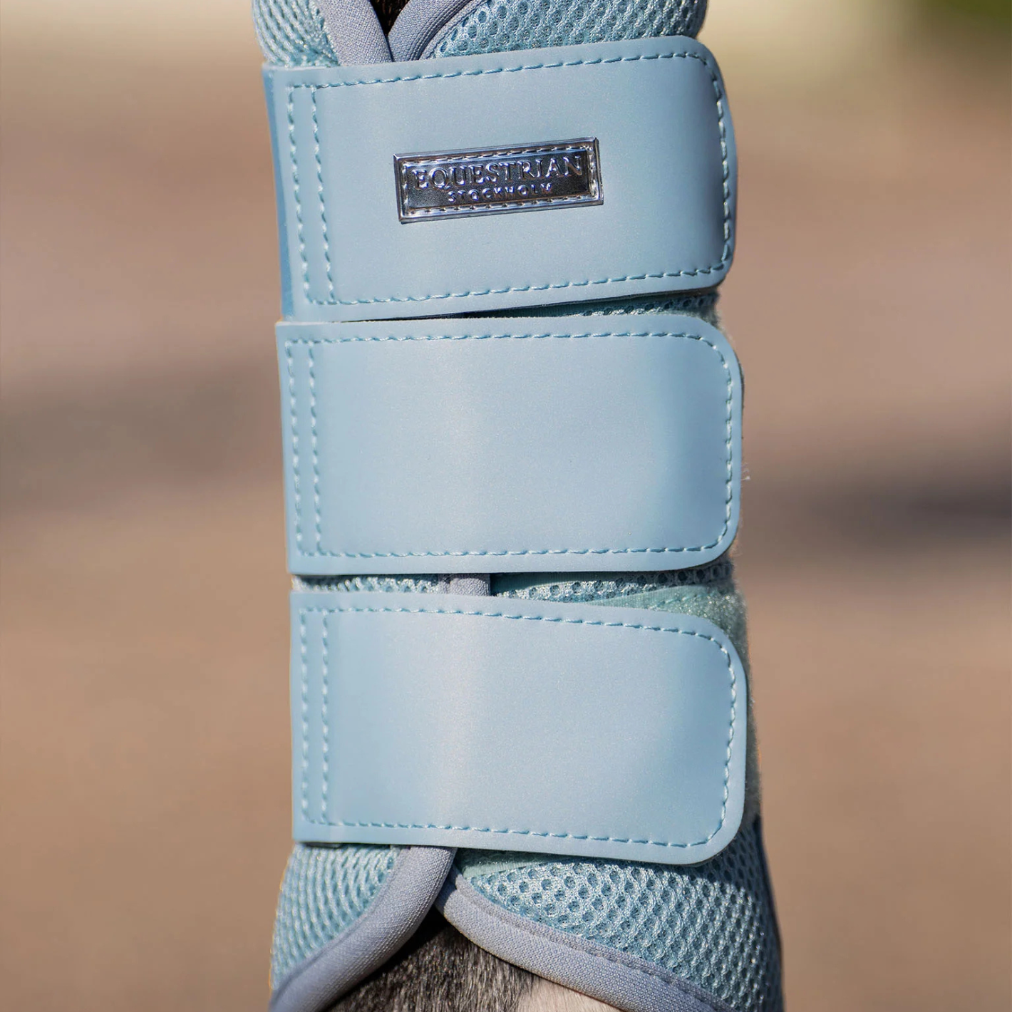 Equestrian Stockholm Mesh Brushing Boots - Ice Blue