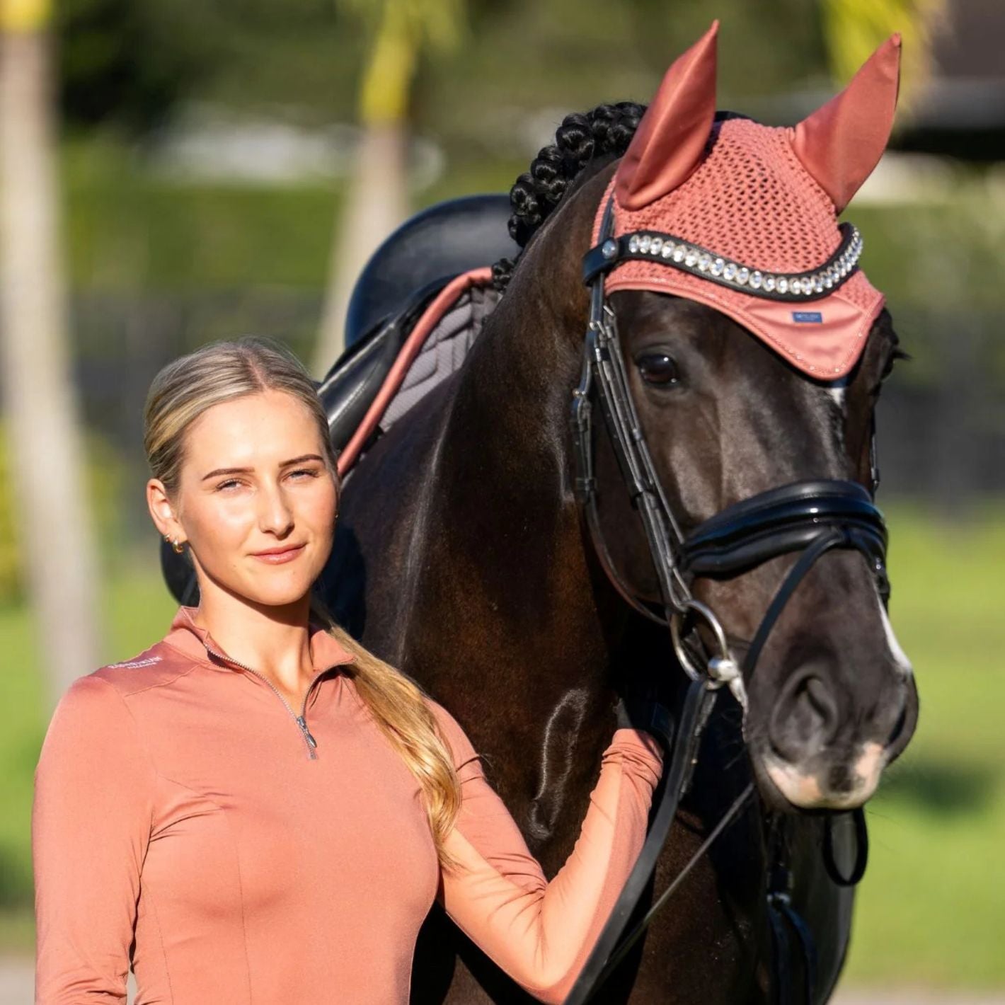 Equestrian Stockholm Ear Bonnet - Coral