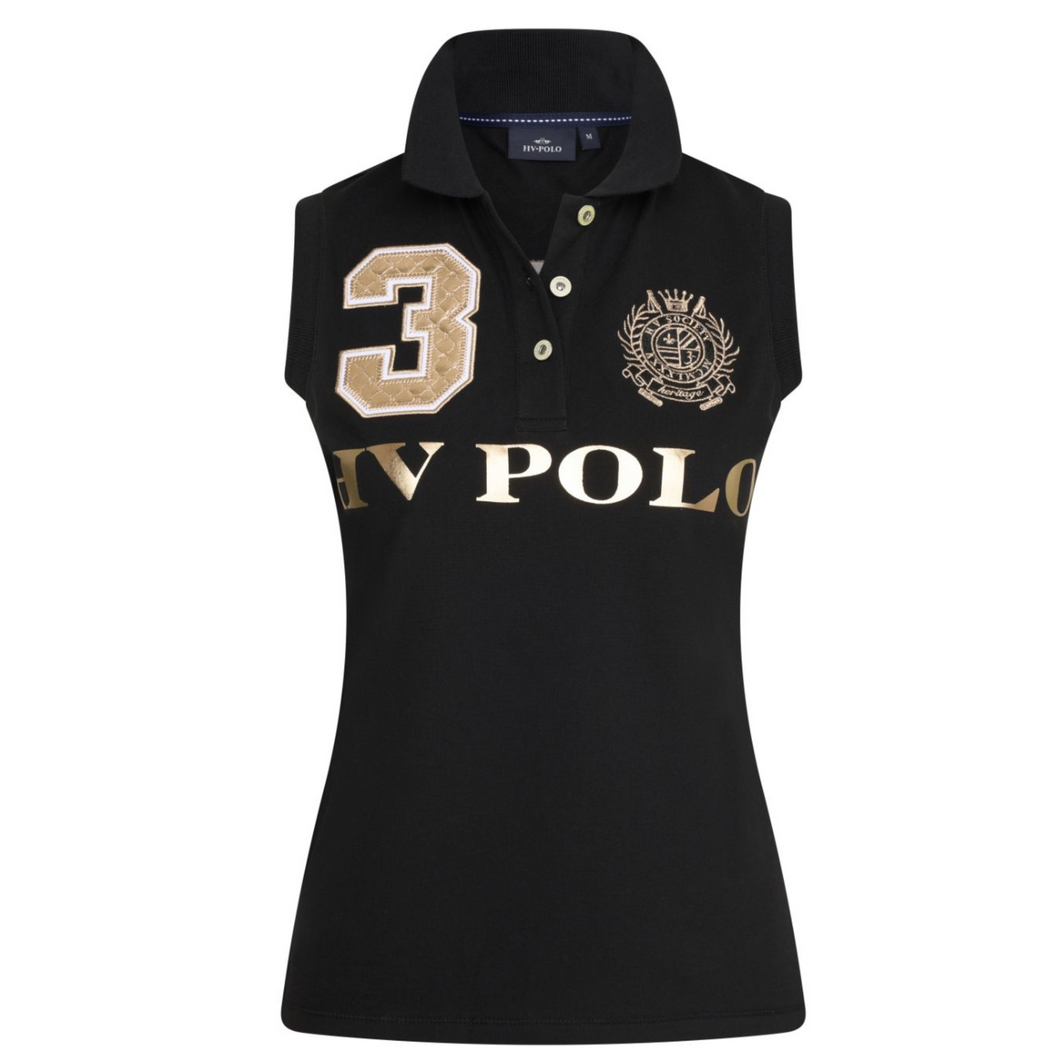 HV Polo Favouritas Luxury Sleeveless Polo Shirt - Black