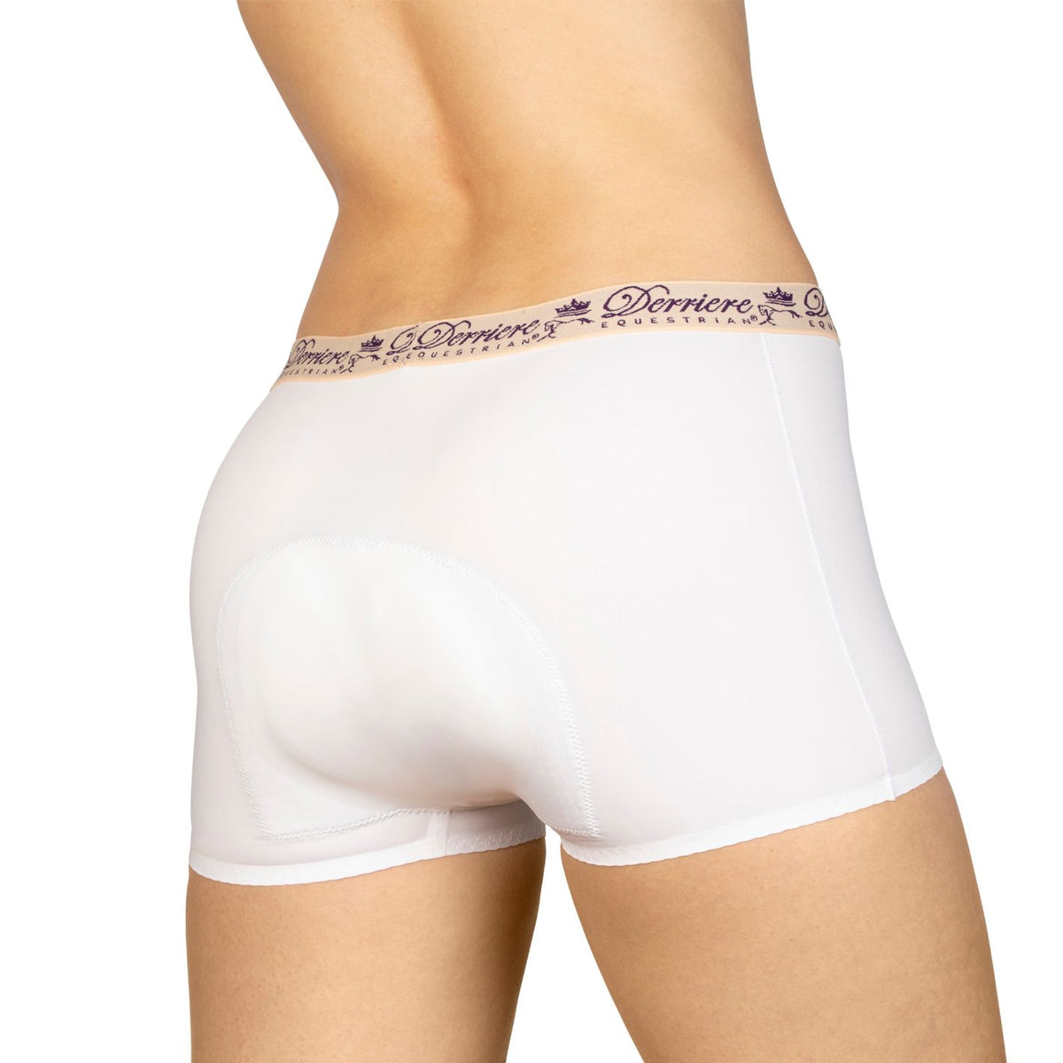 Derriere Equestrian Performance Padded Boy Short - White