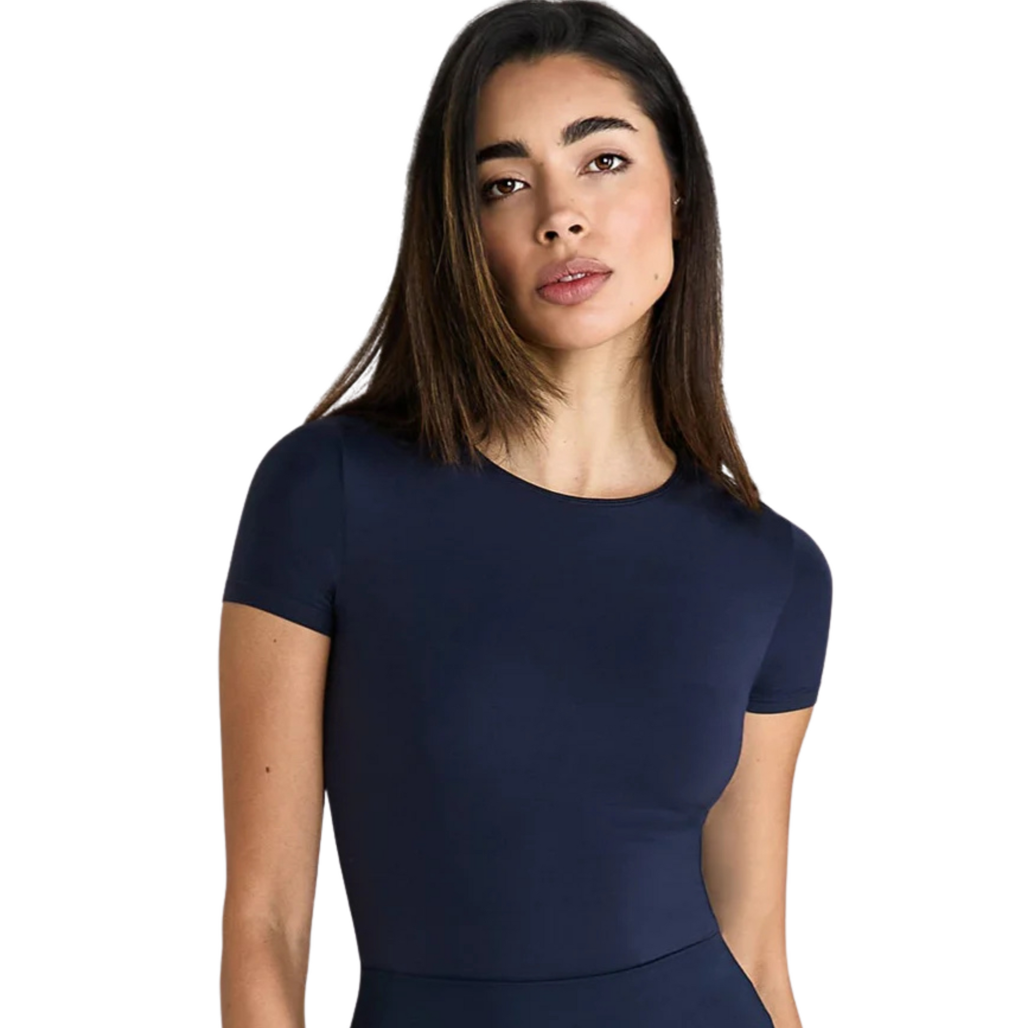 Aztec Diamond Short Sleeve Sculpt Top - Navy