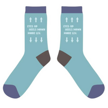 Load image into Gallery viewer, Dreamers &amp; Schemers Knit Socks - Golden Rules in Light Blue
