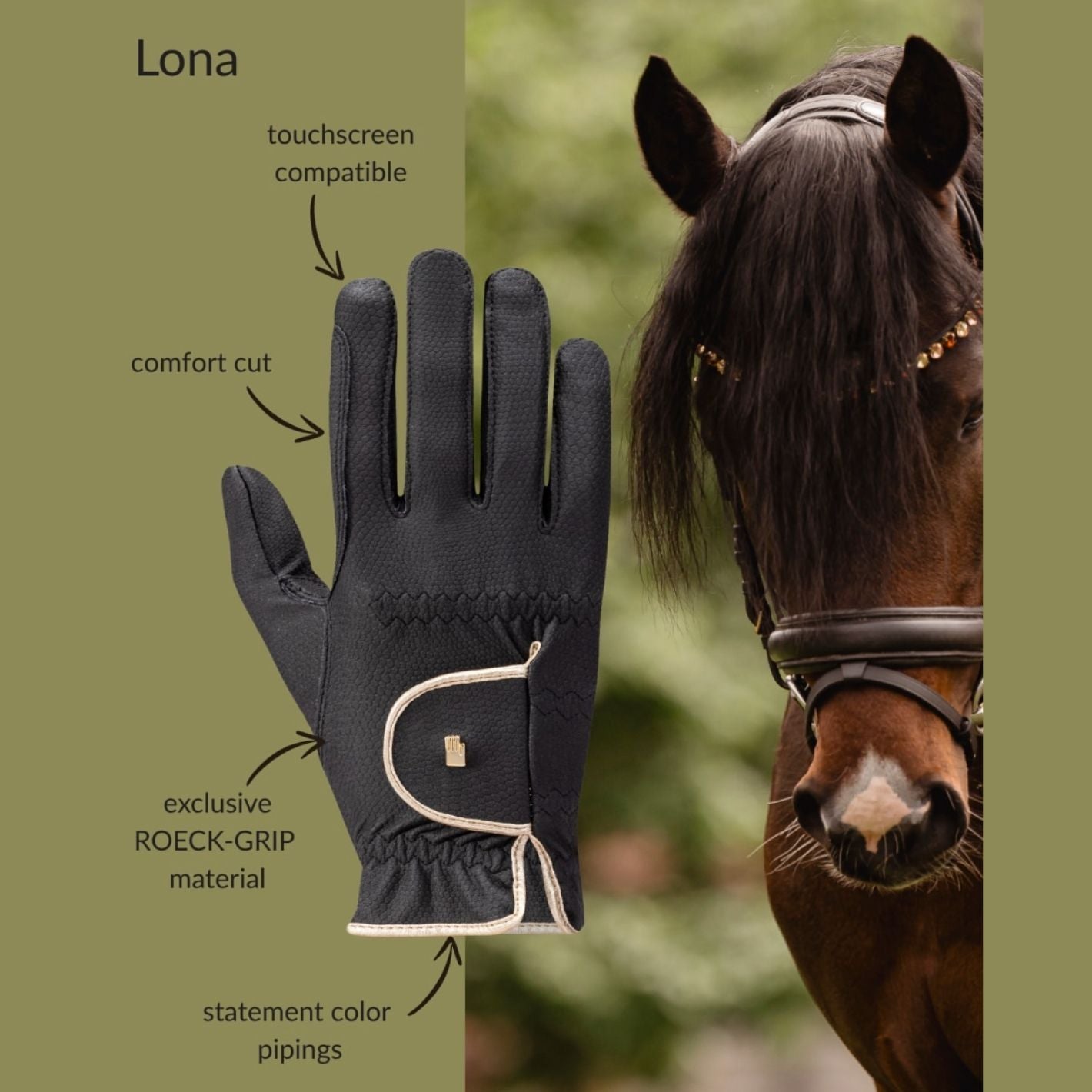 Roeckl Lona Glove - Black/Gold