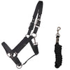 QHP Deluxe Headcollar & Leadrope Set - Black