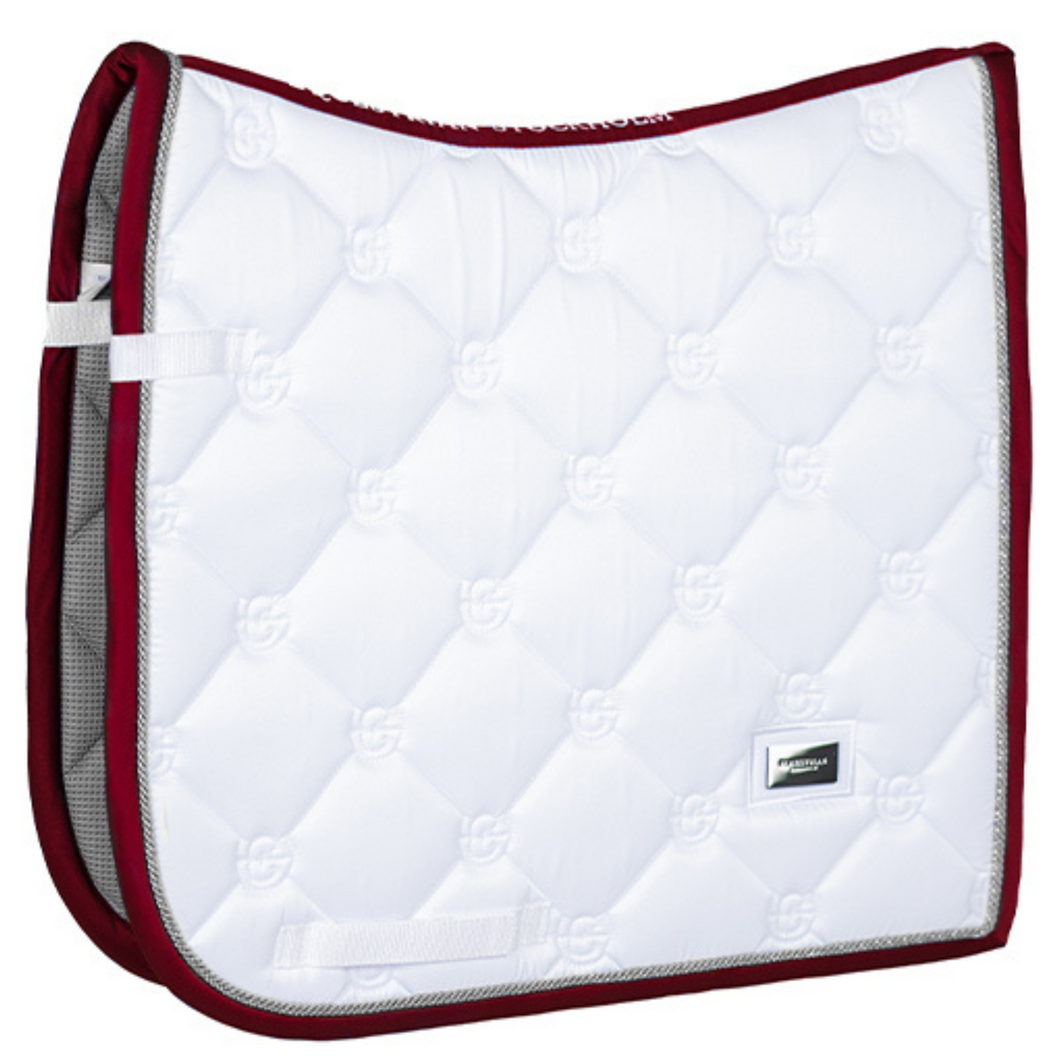 Equestrian Stockholm Dressage Saddle Pad - White Perfection Bordeaux