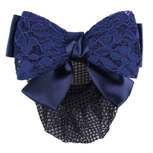 Load image into Gallery viewer, QHP Lace Hair Bow - Navy

