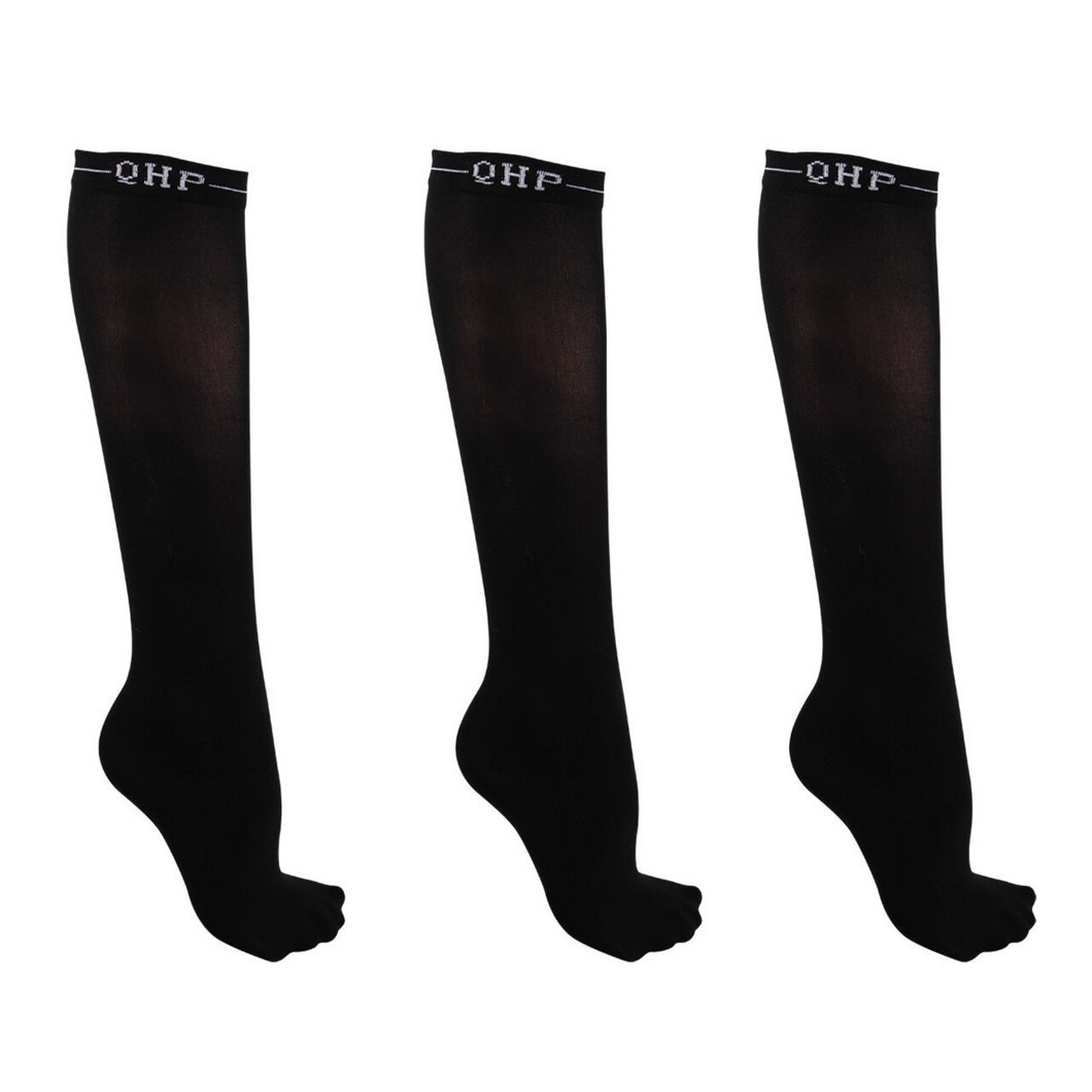 QHP Thin Boot Socks - 3 Pack Black