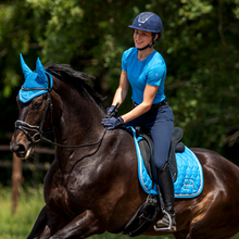 Load image into Gallery viewer, BR Equestrian Omega Riding Helmet - Navy Glitter Top / Rose Gold Trim

