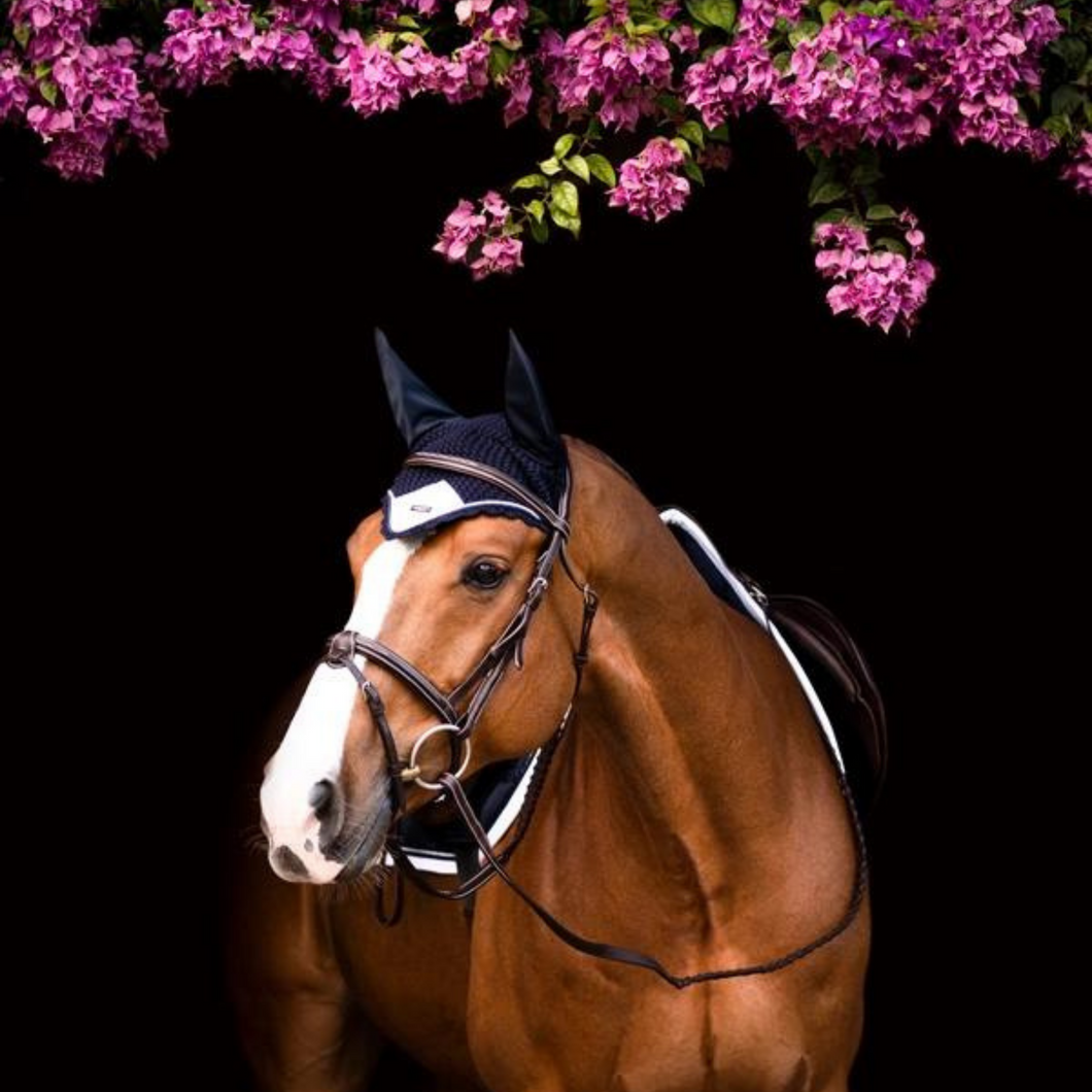 Equestrian Stockholm Ear Bonnet - Midnight White
