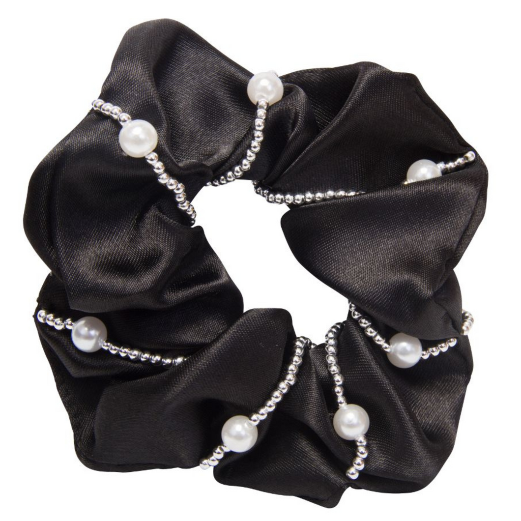 Imperial Riding Crystal Pearl Scrunchie - Black