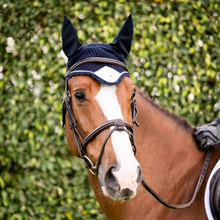 Load image into Gallery viewer, Equestrian Stockholm Ear Bonnet - Midnight White
