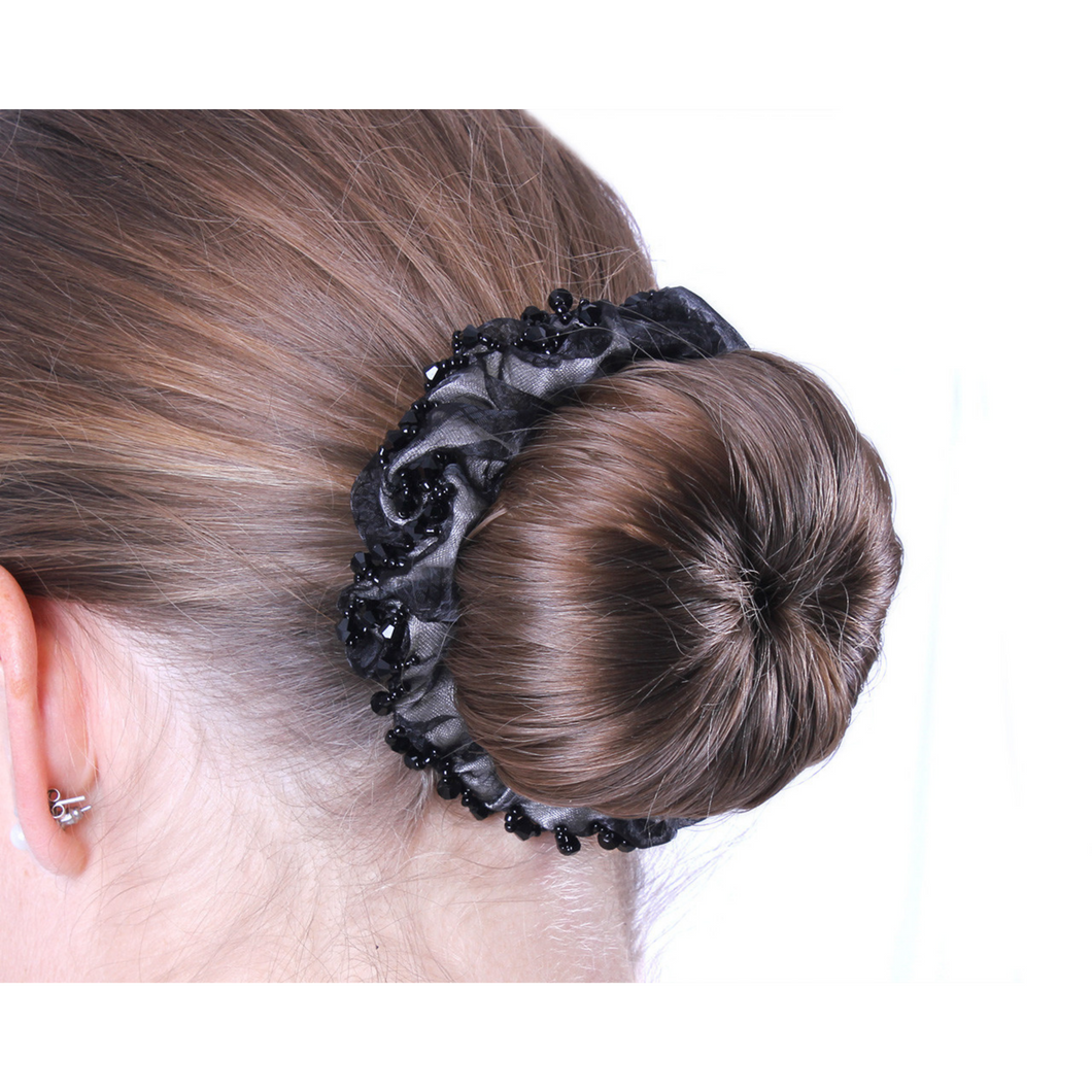 QHP Sparkle Hair Scrunchie - Black