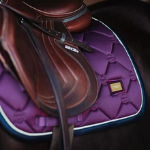 Load image into Gallery viewer, Equestrian Stockholm Jump Saddle Pad - Purple Gold
