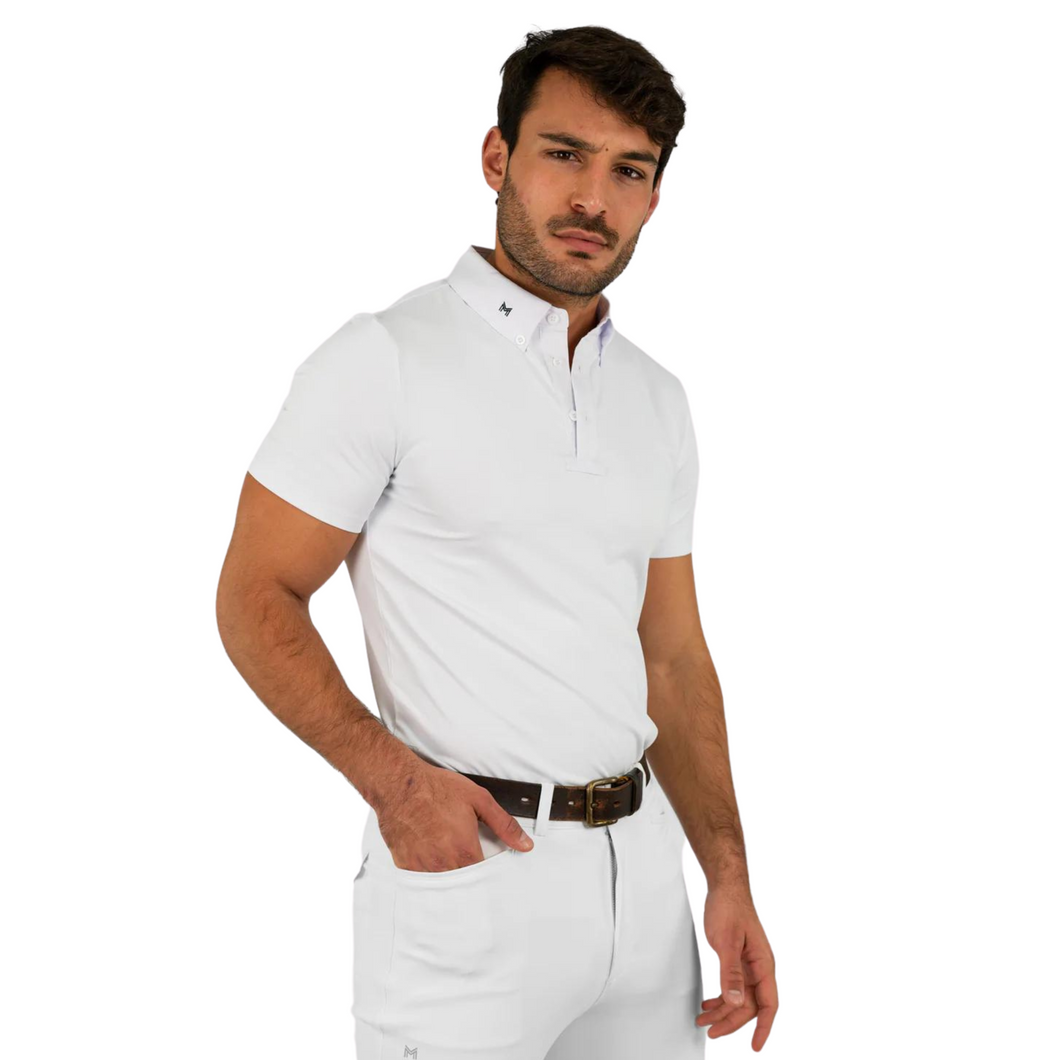 Maximilian Equestrian Mens Active Competition Short Sleeve Shirt - White