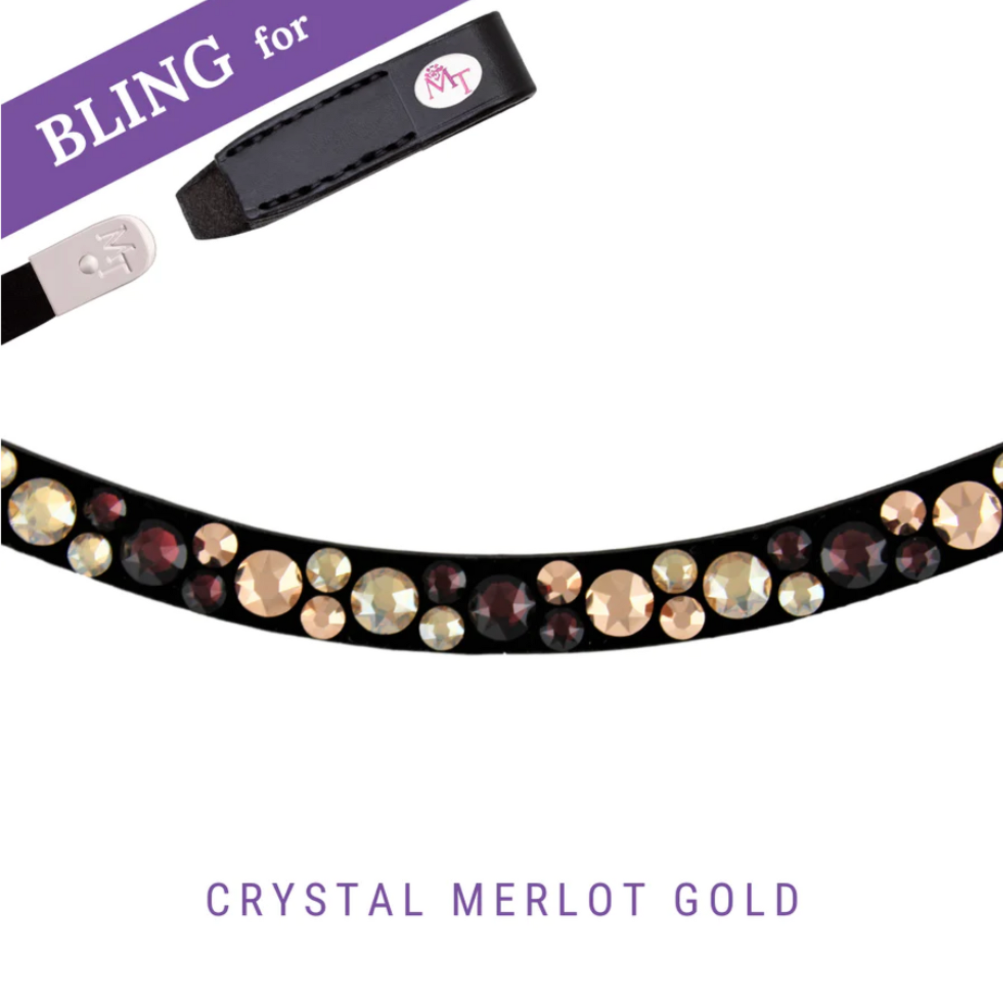 MagicTack Curved Browband - Crystal Merlot